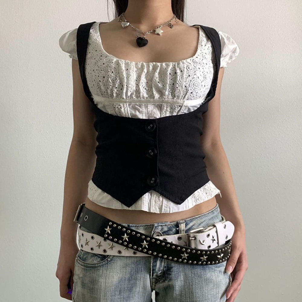 ZARA Corset Sleeveless Vest Button Front Slimming Y2K Streetwear Versatile
